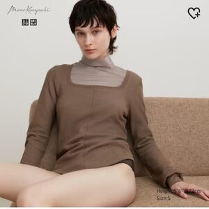 Mame Kurogouchi x Uniqlo Heattech Wool Blend Waffle Square Neck Top Size XS